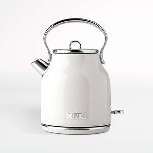 Crate & Barrel Haden Ivory White Stainless Steel Filtered Electric Kettle